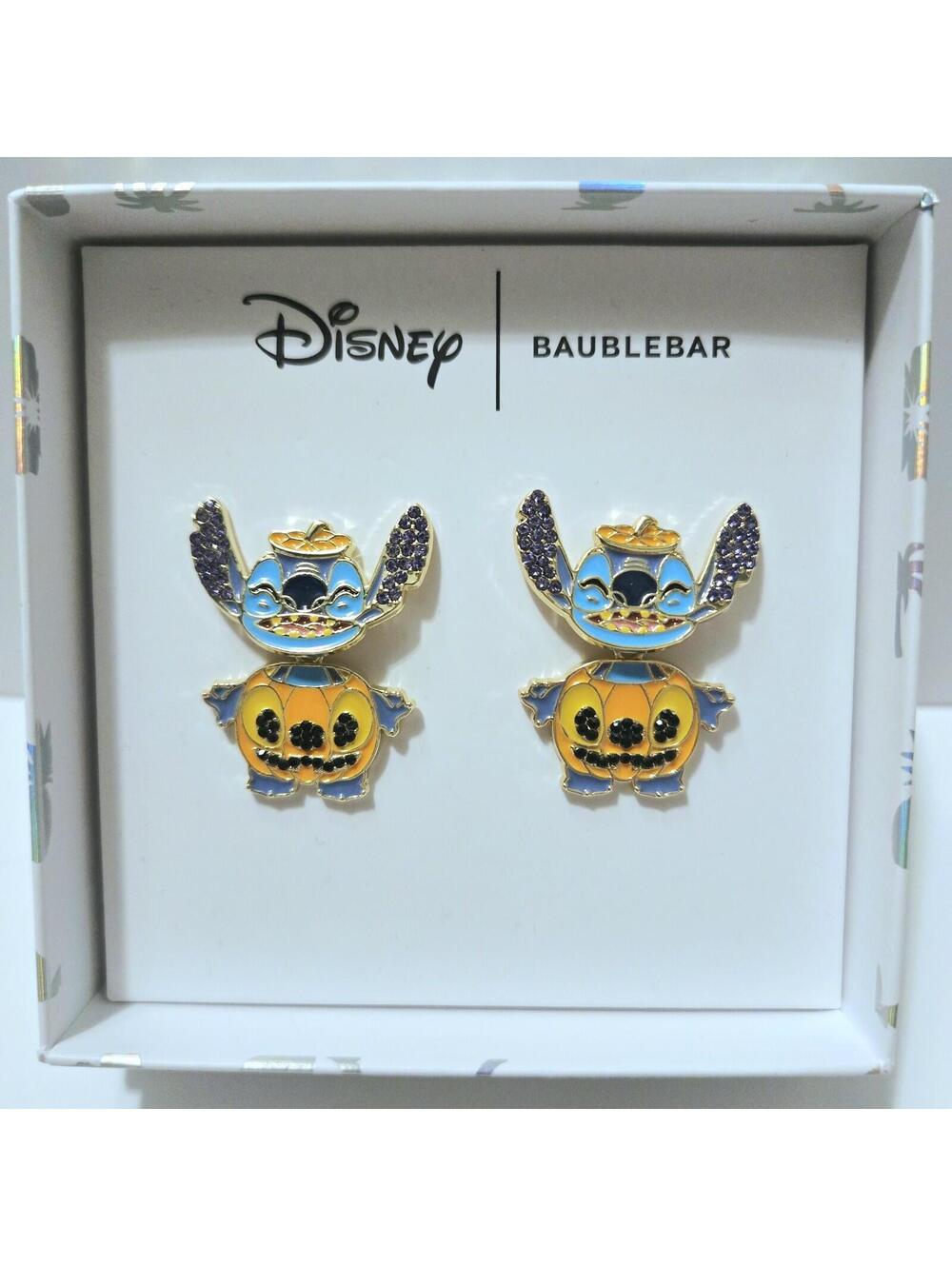 Disney X Baublebar Stitch Halloween Jack-o-lantern Pumpkin Earrings NIB